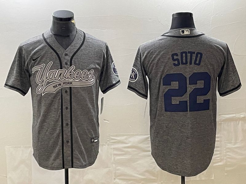Men New York Yankees #22 Soto Grey Nike Game MLB Jersey style 1